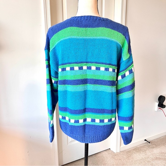 Vintage TALBOTS Ramie Cotton Embroidered Ocean Fish Crew Neck Sweater—SZ. Med - Picture 5 of 13